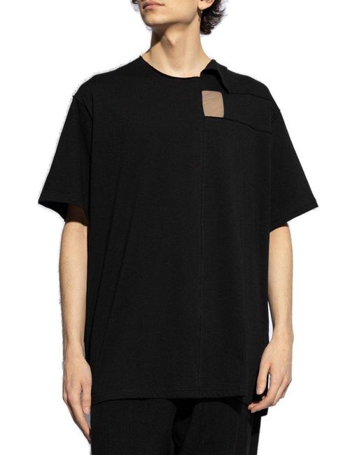 Yohji Yamamoto Black Asymmetrical T-shirt, for men