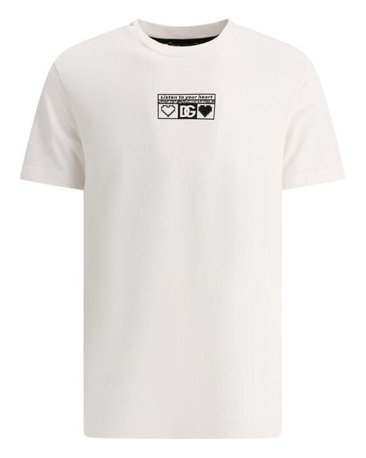 Dolce & Gabbana White "listen To Your Heart" T-shirt for men