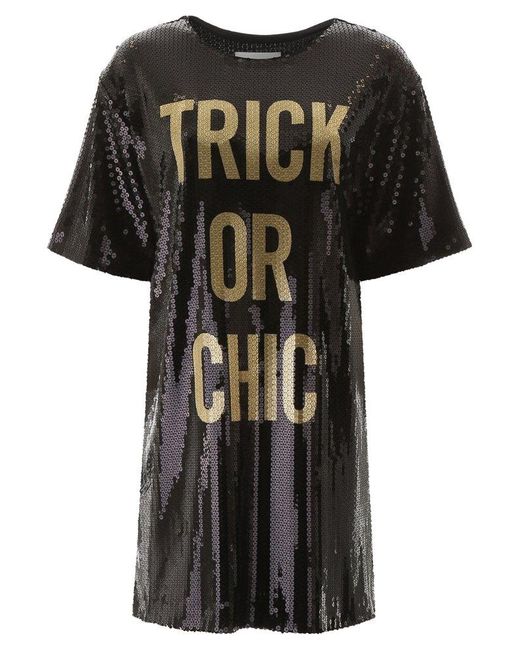 Moschino Black Trick Or Chic Sequined T-shirt Dress