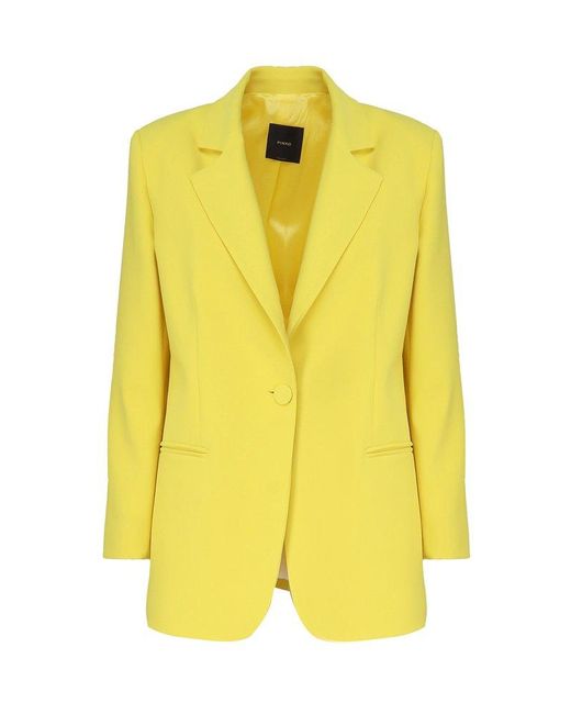 Pinko Yellow Single-breasted Long-sleeved Blazer
