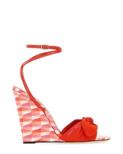 Jimmy Choo Red Sandali Richelle Bow Embellished Sandals