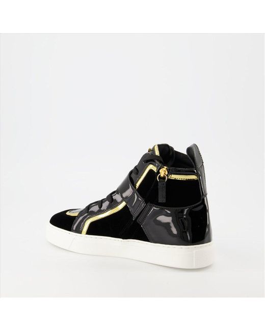 Giuseppe Zanotti Black Zenas High-Top Panelled Sneakers