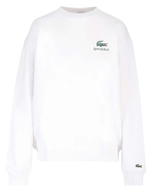 Sporty & Rich White X Lacoste Crewneck Sweatshirt