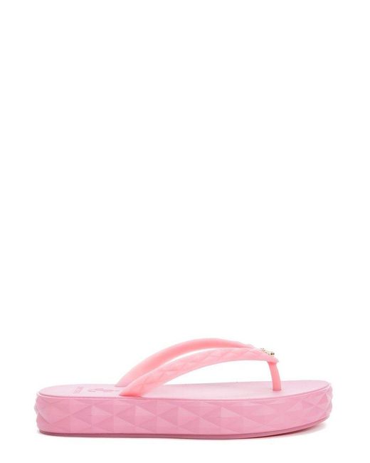 Jimmy Choo Rubber Diamond Flip-flop Sandals in Pink | Lyst