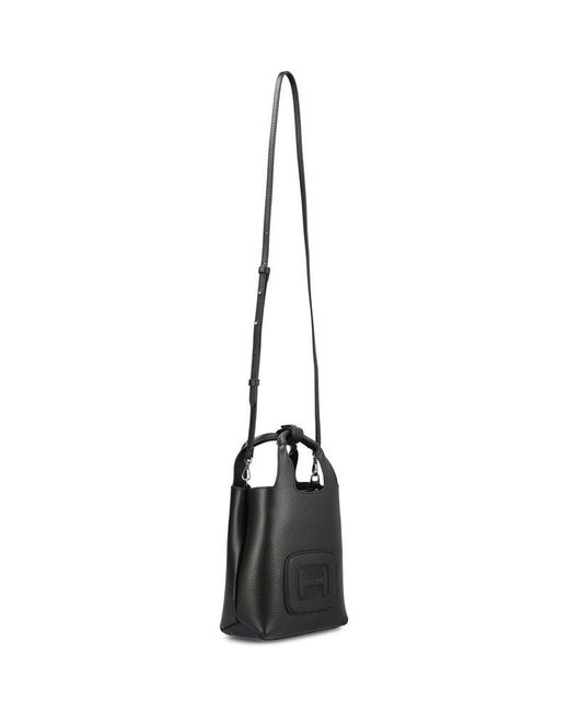 Hogan Black Logo Embossed H-bag Mini Shopping Bag