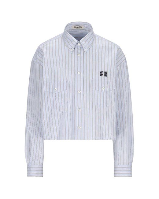 Miu Miu White Striped Button-up Shirt