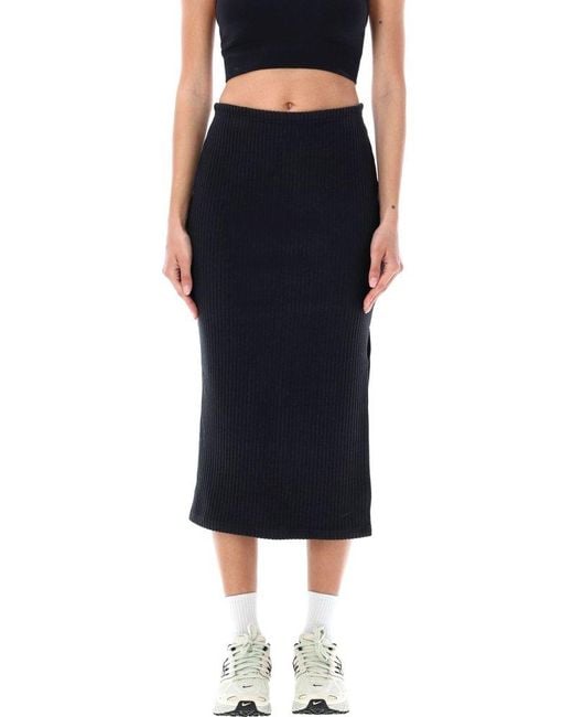 Nike Blue Sportswear Chill Knitted Slim Ribbed Midi Skirt