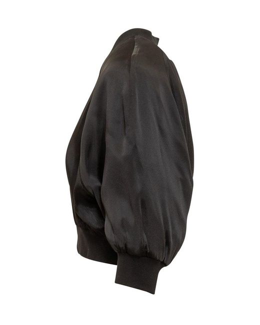Pinko Black Cropped Bomber Jacket With Logo