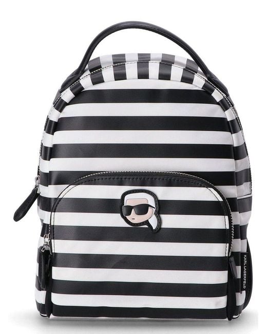 Karl Lagerfeld Blue Small Ikon Striped Backpack