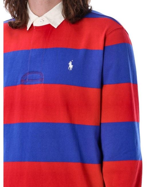 Polo Ralph Lauren Logo-embroidered Long-sleeved Striped Polo Shirt for men