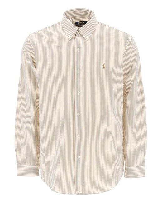 Polo Ralph Lauren Natural Striped Cotton Poplin Shirt for men