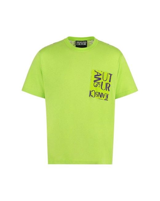 Versace Green Printed Cotton T-shirt for men