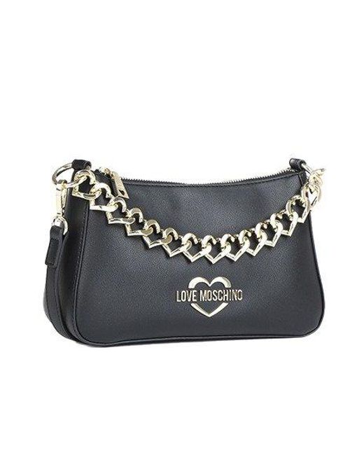 Love Moschino Black Logo-plaque Chain-link Tote Bag