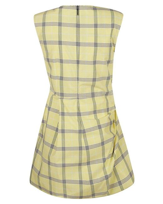 MSGM Green Bow Detail Check Patterned Flare Dress