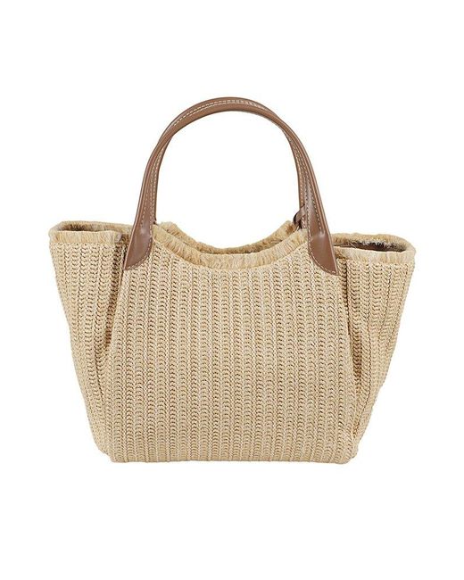 Emporio Armani Natural Woven Top Handle Bag