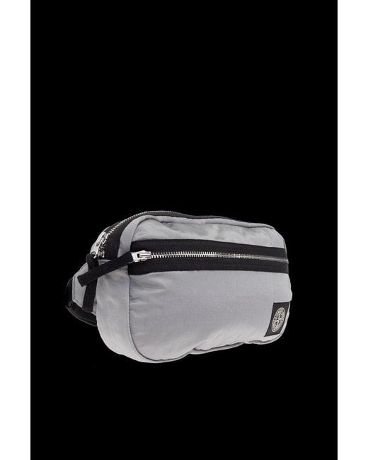 Stone Island Black Logo Patch Belt Bag for men