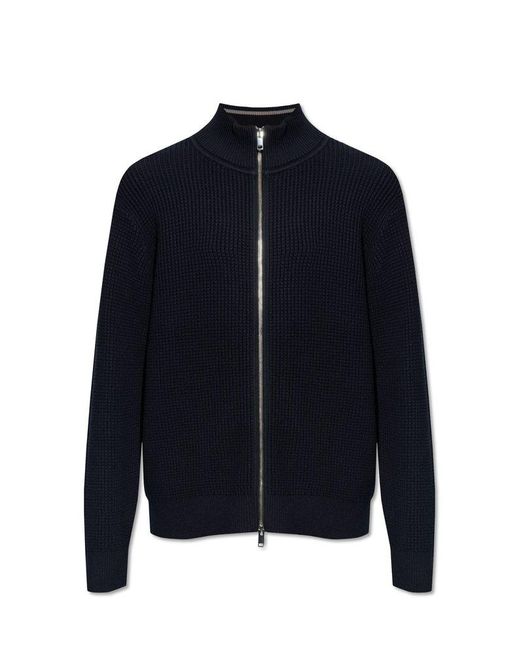 Theory Blue Cotton Cardigan With Standing Collar, for men