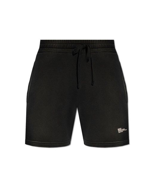 DIESEL Black P-stelt-n1 Drawstring Sweat Shorts for men