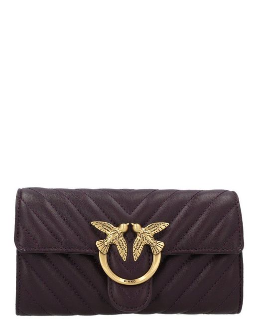 Pinko Purple Love Chain Linked Quilted Shoulder Bag