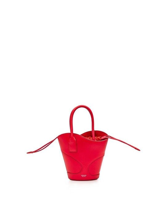 Ferragamo Red Cut Out Detailed Bucket Bag