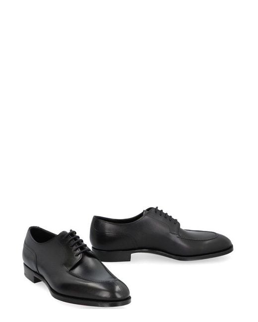 Edward Green Black Almond Toe Lace-up Shoes for men