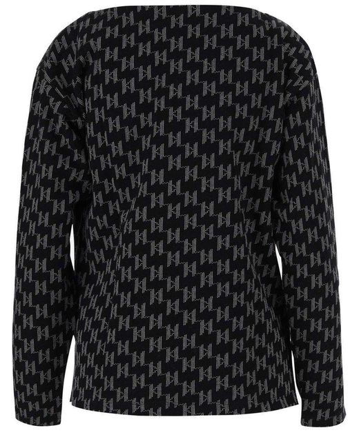 Karl Lagerfeld Black Monogrammed Cotton Sweatshirt