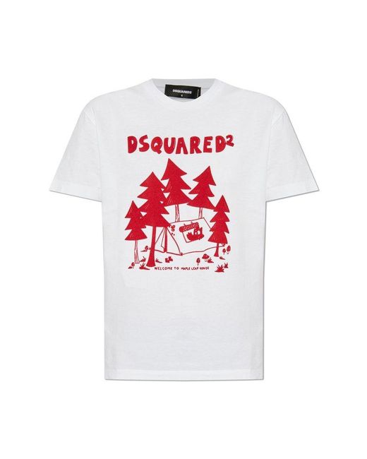 DSquared² White Graphic Printed Crewneck T-Shirt