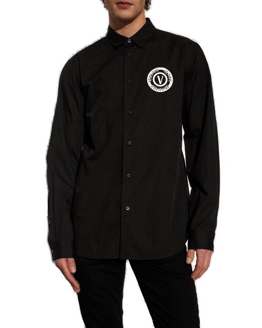 Versace Black Shirt With Logo, for men
