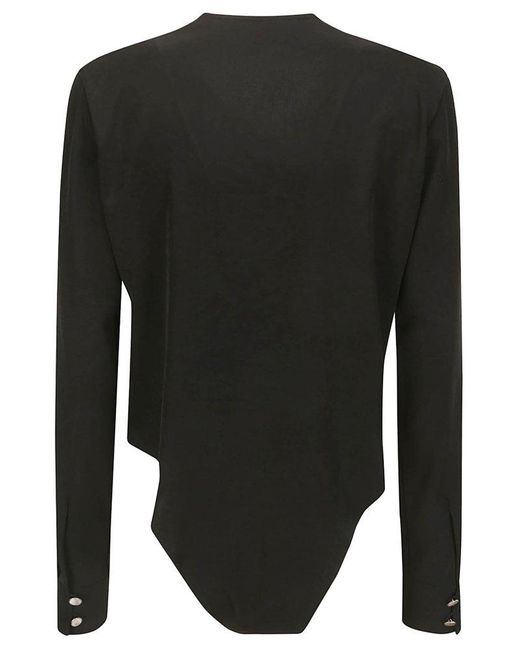 Yohji Yamamoto Black Tuxedo Shirt Bodysuit