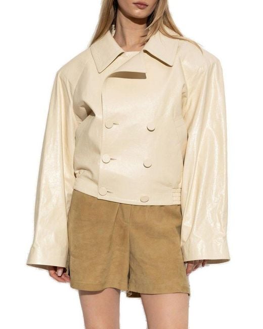 Marni Natural Leather Jacket With Embroidered Logo