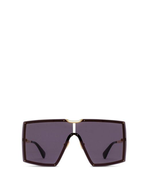 Max Mara Purple Metal Oversized Square Sunglasses