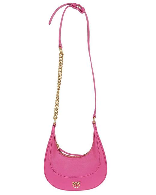 Pinko Pink Love Birds Zip-up Shoulder Bag