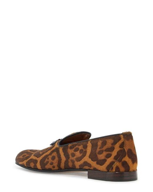 Tom Ford Brown Animal Printed Tassel Detailed Moccasins for men