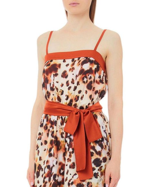 Liu Jo Red Printed Satin Jumpsuit