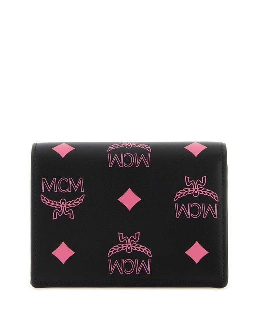 MCM Black Mini Aren Monogram Printed Wallet