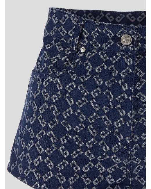 Givenchy Blue Monogram Denim Shorts