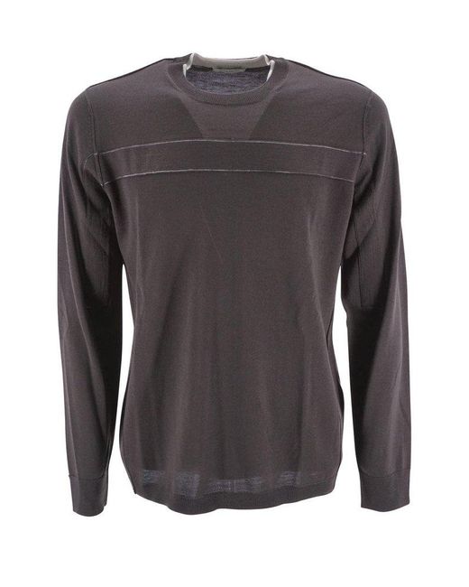 Paolo Pecora Gray Long Sleeved Crewneck Knitted Jumper for men