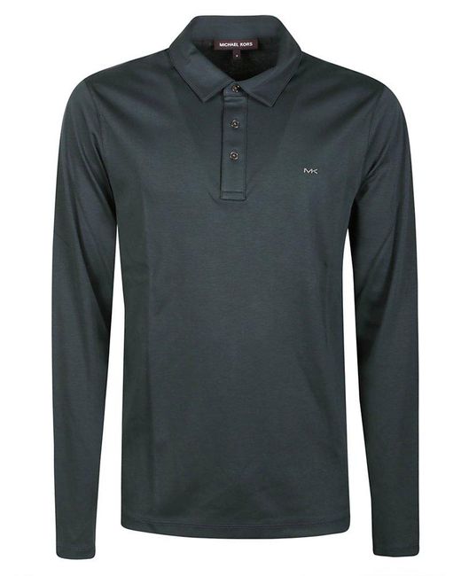 Michael Kors Green Long Sleeve Sleek Polo Shirt for men