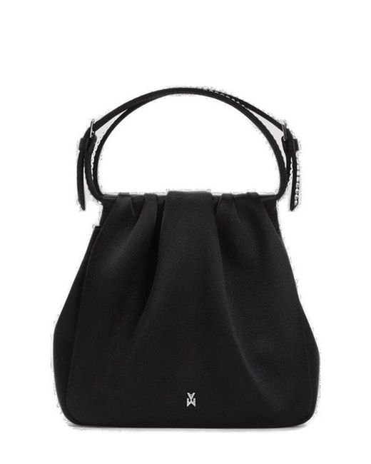 AMINA MUADDI Black Vittoria Logo Lettering Top Handle Bag