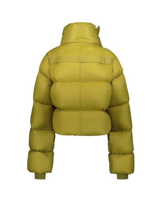 Rick Owens Yellow Funnel Neck Down Jacket Clothing