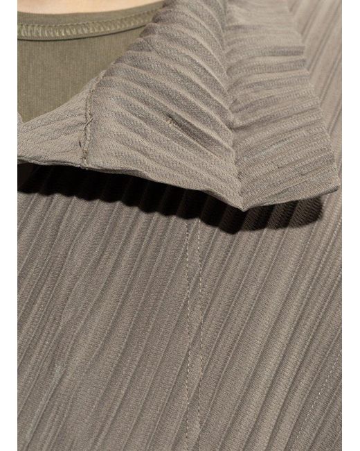 Homme Plissé Issey Miyake Gray Pleated Cardigan for men
