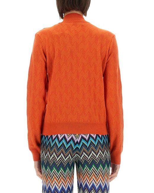 Missoni Orange Mock Neck Long-Sleeved Jumper