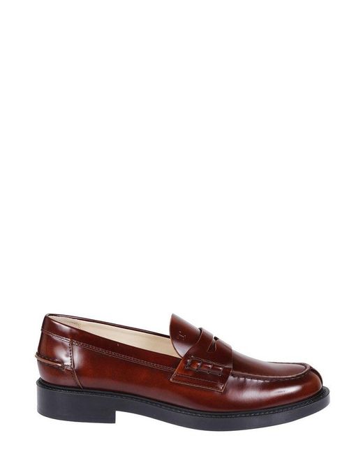 Tod's Brown Penny Bar Shinny Loafers