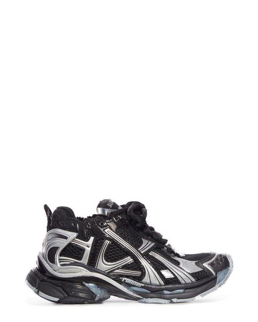 Balenciaga White Mesh Panelled Lace-Up Sneakers