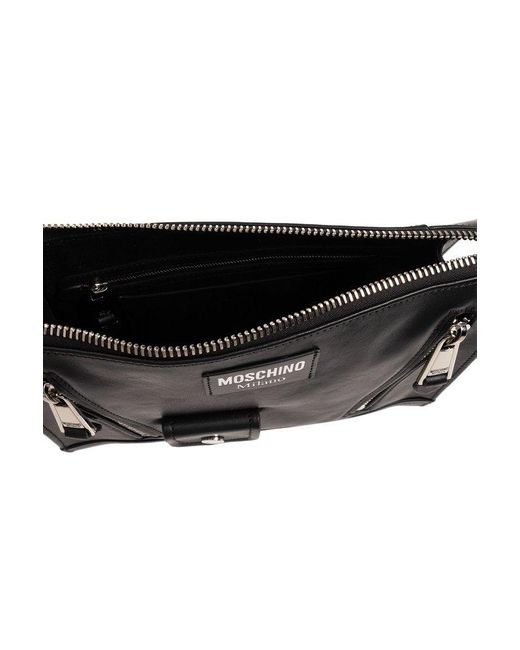 Moschino Black Zip Detailed Clutch Bag for men