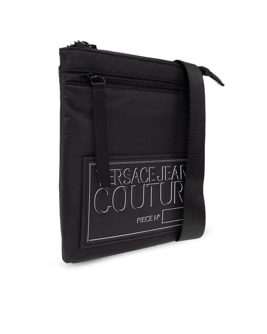 Versace Black Logo Plaque Small Shoulder Bag for men