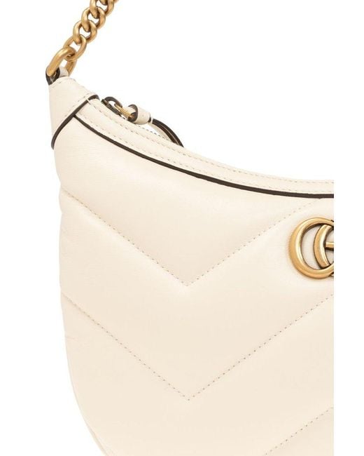 Gucci White GG Marmont Small Shoulder Bag
