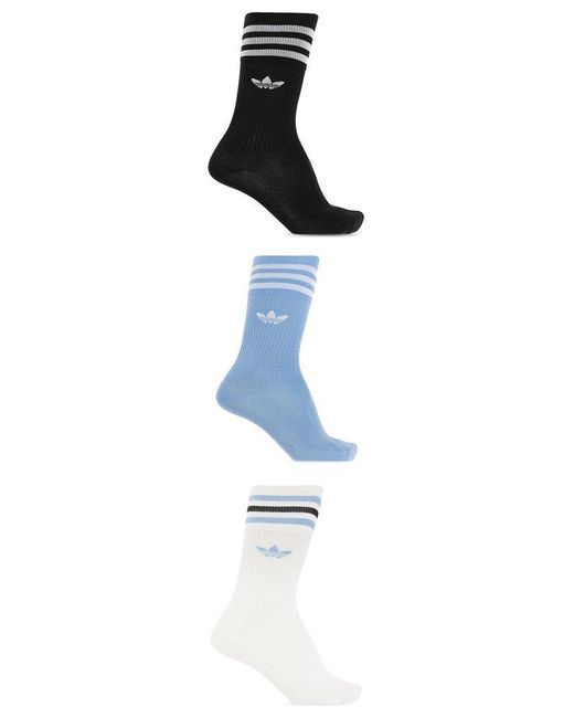 Adidas Originals Blue Stripe-detailed Pack Of Three Socks for men