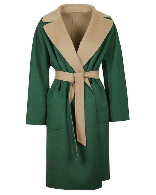 Weekend by Maxmara Green Long Kimono Sleeve Reversible Coat