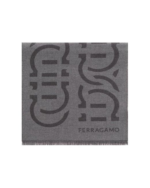 Ferragamo Gray Scarf With Logo, for men